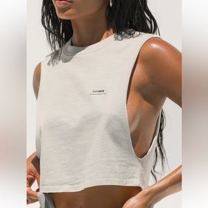Joah Brown Cutoff Boyfriend Tank S Fog
